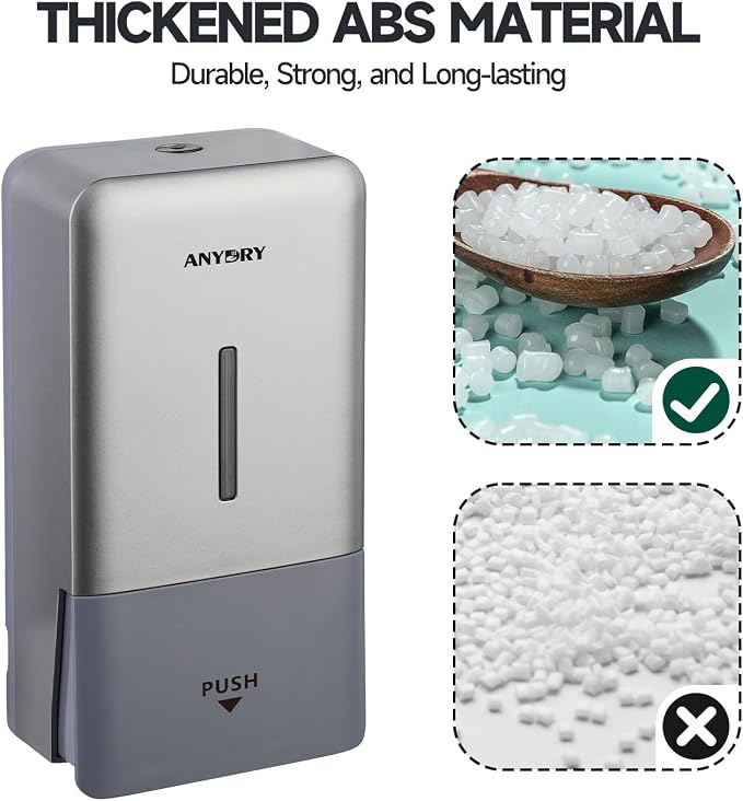anydry Liquid Hand Soap Dispenser Wall Mounted 27oz Large Capacity Silver | - Image 5