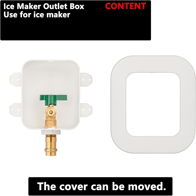 (1 Pack) Lidertik 1/2 inch Press Connect Pre-Assembled Ice Maker Outlet Box Valve 1/4 inch Recessed Refrigerator Water Line Wall Box with Shut Off Valve LI-ZBQH-560-LK