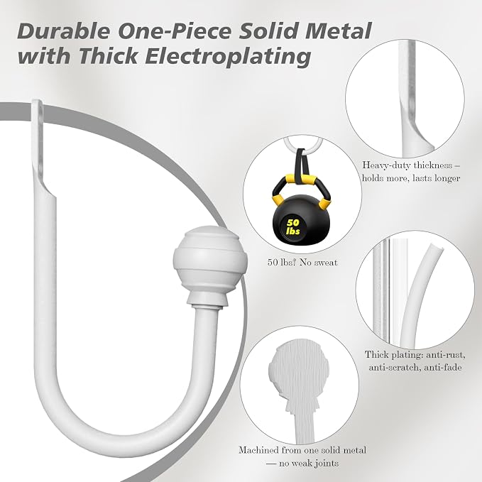 Hion Curtain Holdbacks White 6pcs, Curtain Tiebacks Wall Mounted Hooks | - Image 3