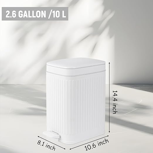 Small Bathroom Trash Can with Lid, 2.6 Gallon Slim Soft Close Step, Kitchen & - Image 6