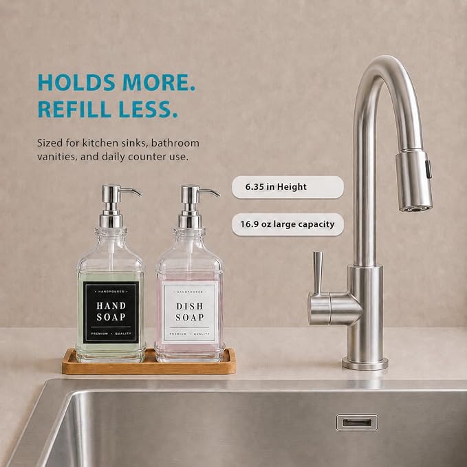 Kitchen Glass Soap Dispenser Set - Image 2