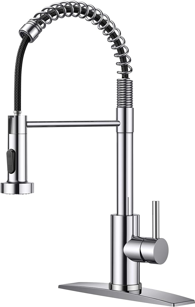 FORIOUS Kitchen Sink Faucet, Pull Down Sprayer, Classic High Arc, Chrome | by FORIOUS