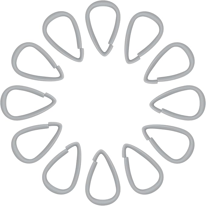 Top-spring Grey Shower Curtain Hooks 12Pcs Drop Shaped Hooks - Image 8