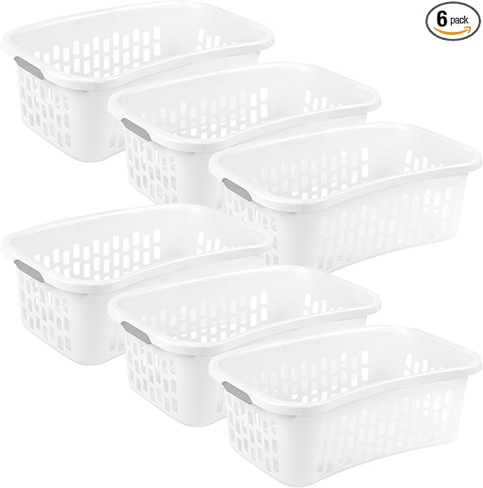 Sterilite HipHold Laundry Basket, Plastic Rectangle Clothes Hamper, 6 Pack by Sterilite