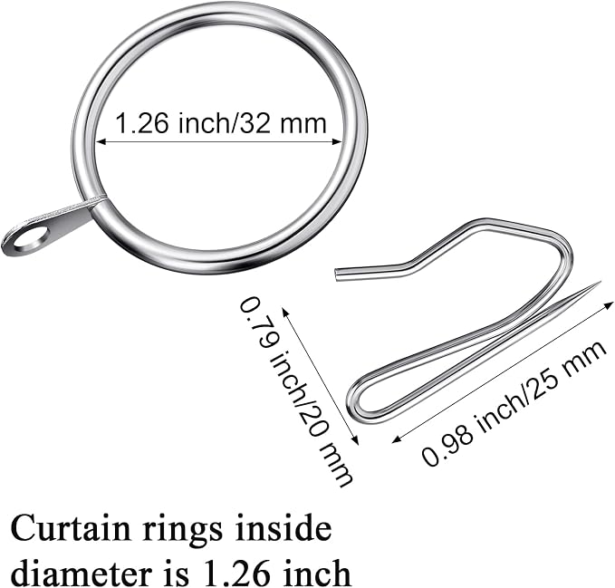 Qunclay 100 Set 1.26 Inch Metal Curtain Rings - Image 2