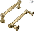 khtumeware 2 Pack 3 Inch(76mm) Brushed Brass Cabinet Pulls Satin Brass Kitchen Cabinet Handles Kitchen Cabinet Hardware for Cupboard Drawer Handles Dresser Pulls