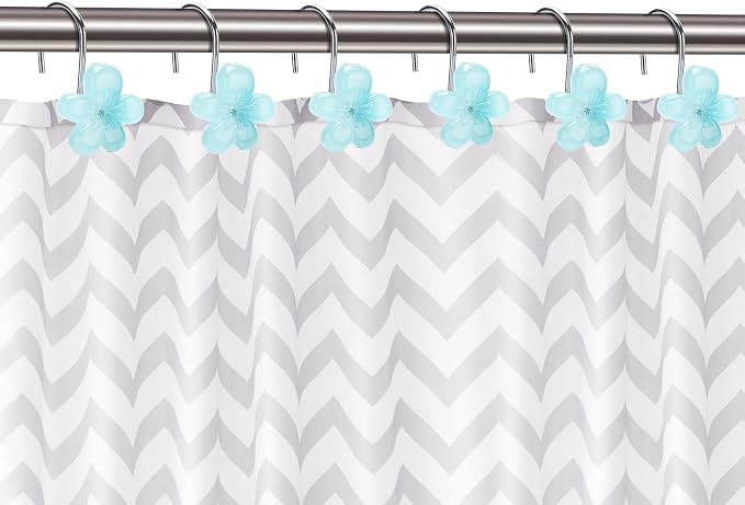 Flower Themed Shower Curtain Hooks, Glow in The Dark Bathroom Decor - Image 3