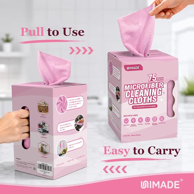 UNIMADE Microfiber Cleaning Cloth, 75 Sheets Microfiber Towels - Image 6