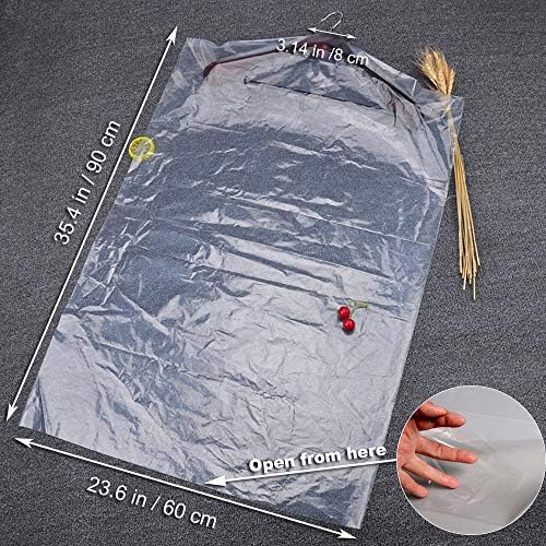 30 Pack Clear Plastic Clothes Covers 35.4inch Dry Cleaning Hanging Dust Proof - Image 3