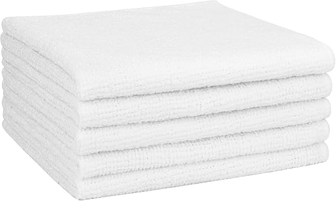 AIDEA White Microfiber Cleaning Cloth 5PK, Cleaning Rags, 12×12" | Microfiber by AIDEAHOME