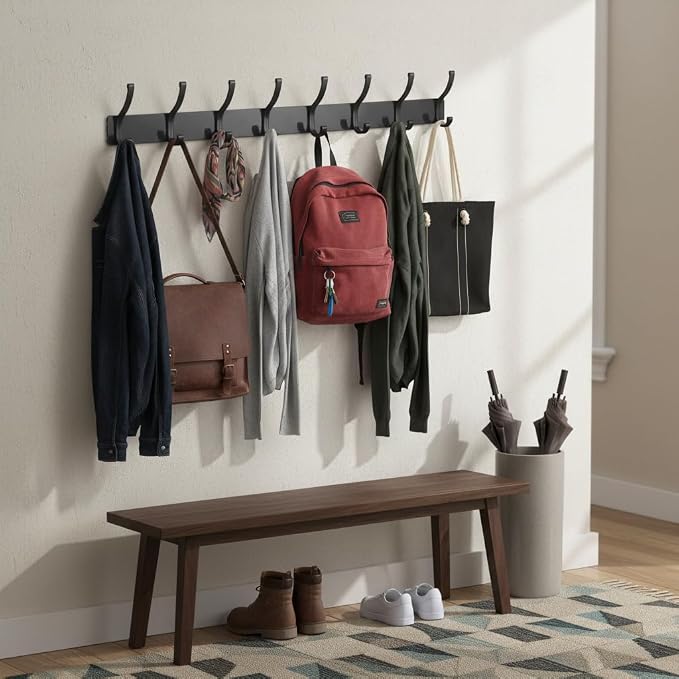 Wall Mount Coat Rack 2 Pack, Smooth Hook Edges, Screw Installation, Double - Image 7