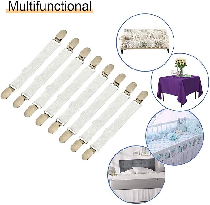8Pcs Adjustable Bed Sheet Straps Clips, Elastic Mattress Sheet Fasteners Holder - Image 6