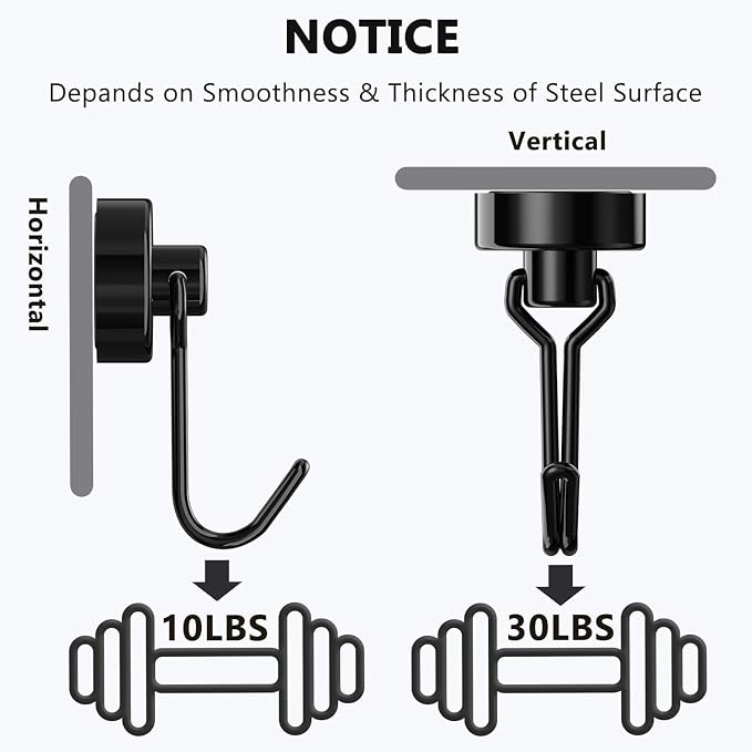 Tohoer Magnetic Hooks, Neodymium Magnets Hook Heavy Duty 30LBS - Image 3
