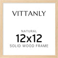Vittanly 12x12 Picture Frame, Solid Wood Frame with Plexiglass, Includes 8x8 Mat, Wall Hanging for Home Decor, Natural, 1 Pack