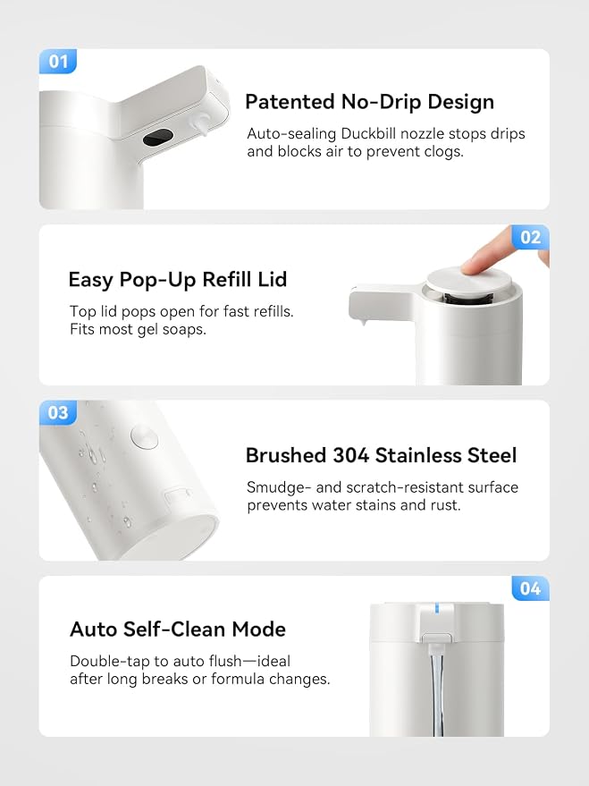 Touchless Automatic Soap Dispenser – Clog-Free Pump, Fast Sensor, USB-C - Image 7