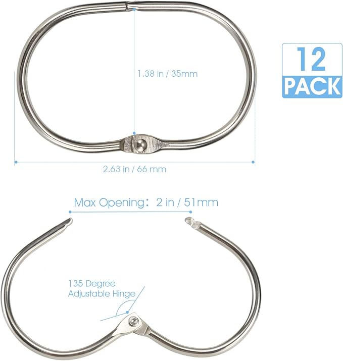 Shower Curtain Rings, Oval Snap Shower Rings - Image 5