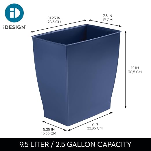 iDesign Small Plastic Bathroom Trash Can, Slim Rectangle - Image 4