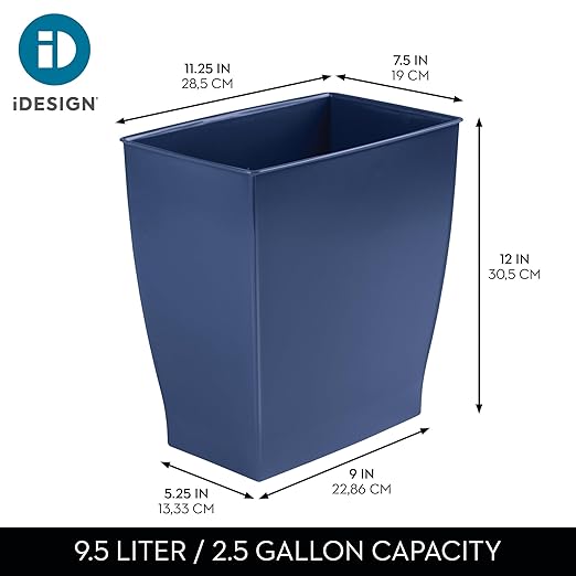 iDesign Small Plastic Bathroom Trash Can, Slim Rectangle Garbage Bin - Image 4