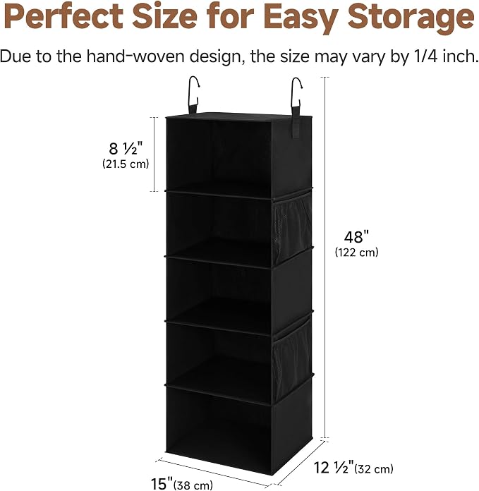StorageWorks Hanging Closet Organizer, 5-Shelf Hanging Shelves - Image 3