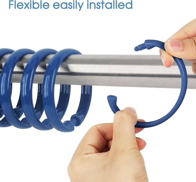 Navy Blue Shower Curtain Hooks - Image 3