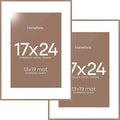 Homeforia 17x24 Picture Frame Mocha, High End Metal 17x24 Poster Frames with Mat 13x19 Photo, 17 x 24 Mocha Frame Matted to 13 by 19 Print, 24by17 Thin Hanging Frames, Tempered Glass, Wall Kit, Set of 2