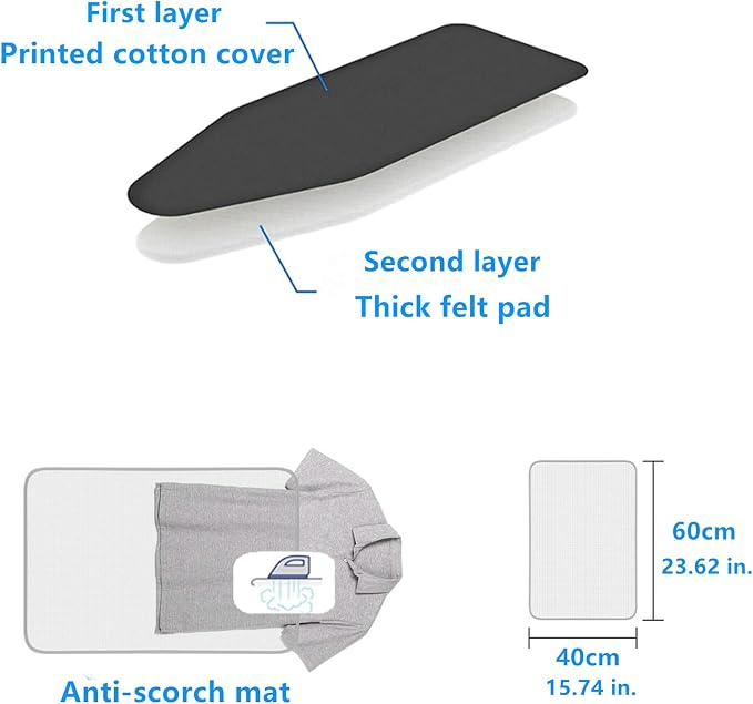 Extra Large Replacement Ironing Board Cover, 61.8x22.8 Inches, Drawstring Design - Image 3