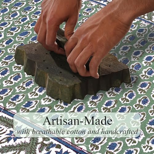 Ridhi Basil Green Hand Block Print 100% Cotton Kitchen Towels, 16x28 Inch - Image 4