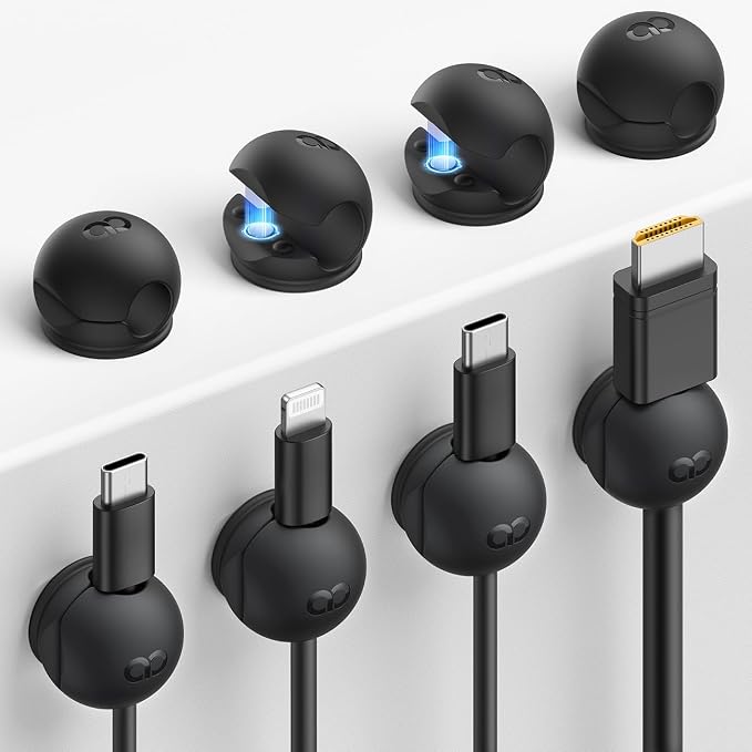 Lamicall 8 Pack Magnetic Cord Organizer, Mini-Soft Silicone Clips | Cable by Lamicall