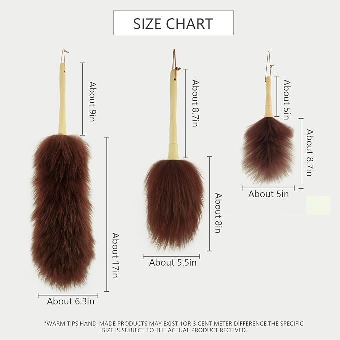 Lambswool Duster 14'' Length Solid Wooden Handle Leather Hang Strap - Image 2
