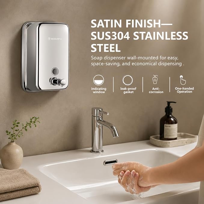 Stainless Steel Soap Dispenser for Kitchen Wall Mount – 27oz Vertical | Durable - Image 2