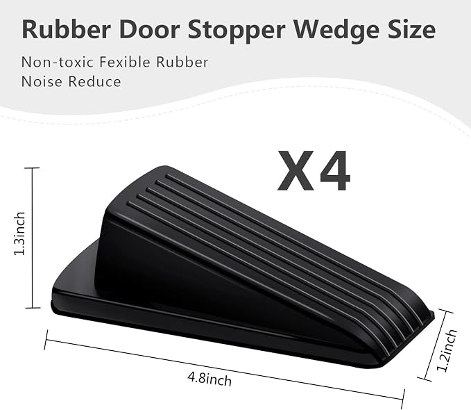 Door Stoppers, 4 Pack Premium Rubber Stoppers Wedge, Stops - Image 4