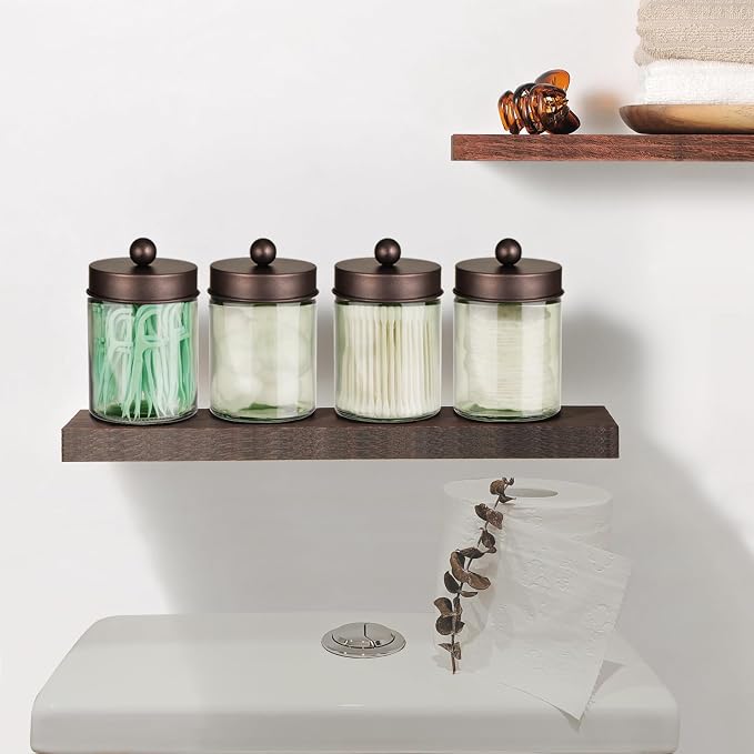 Amolliar Green Glass Apothecary Jar, Qtip Holder - Image 4