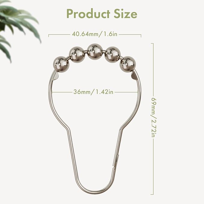 Shower Curtain Hooks, Decorative Rust Proof Stainless Steel Shower Curtain Hooks - Image 3