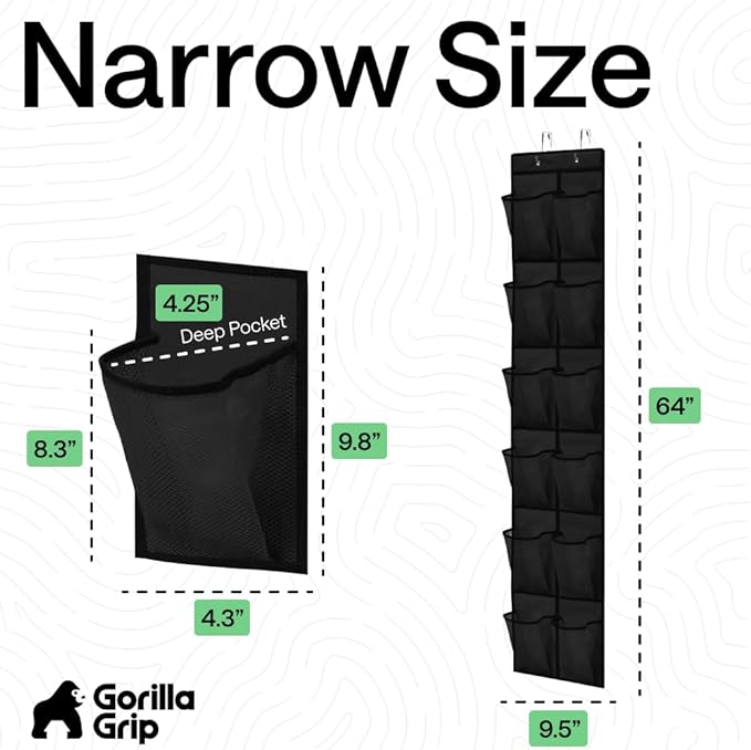 GORILLA GRIP Over the Door Shoe Organizer, 12 Large Pockets, Space Saving - Image 7