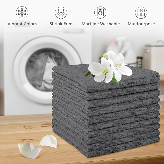 Orighty Washcloths, 5 Pack Microfiber Face Towels, 12x12 Inch Grey - Image 6