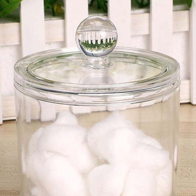 Hipiwe Cotton Ball and Swab Holder Organizer Clear Acrylic Apothecary Jar - Image 6