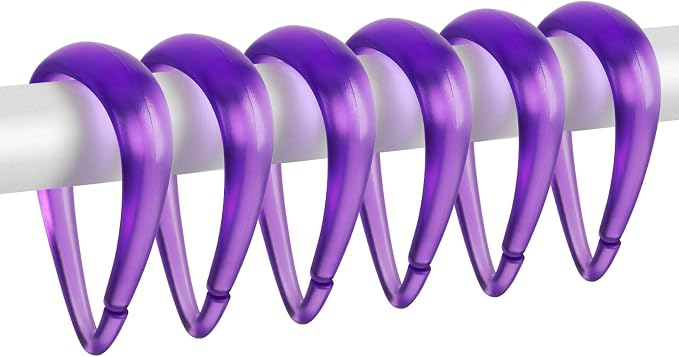 Top-spring Purple Shower Curtain Hooks 12Pcs Drop Shaped Hooks by Top-spring