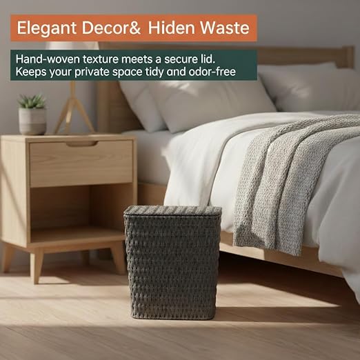 Coeusy 3 Gallon Paper Rope Bathroom Trash Can, Small Wicker Trash Cans - Image 7