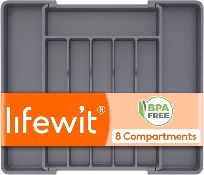 Lifewit Expandable Silverware Drawer Organizer, Kitchen Utensil Tray | BPA-free by Lifewit