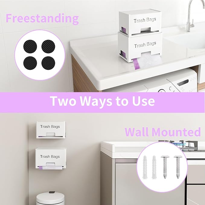 STWWO 2-Pack Trash Bag Holder Dispenser, Stackable Garbage Bag Dispenser | - Image 6