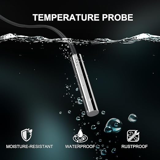 DROK 10K Temperature Sensor Probe 10pcs, 1 Meter Waterproof Stainless Steel NTC Temperature Probe for Various Water Dispensers, Air Conditioners, Refrigerators, Freezers, Water Heaters, Dishwashers