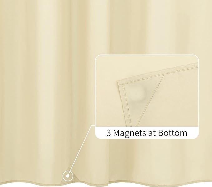 ALYVIA SPRING 72x96 Extra Long Waterproof Fabric Shower Curtain Liner Cream - Image 2