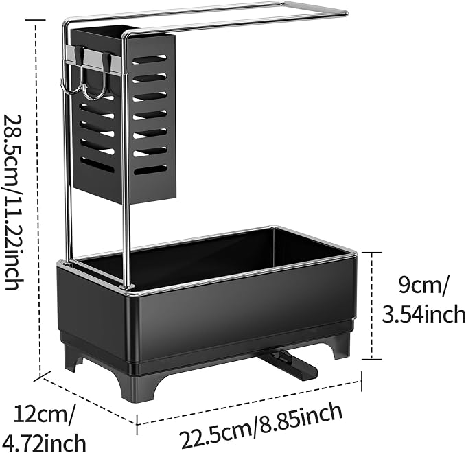 MOUKABAL 2-Tier Sponge Holder for Kitchen Sink, Sink Caddy Organizer Black - Image 5