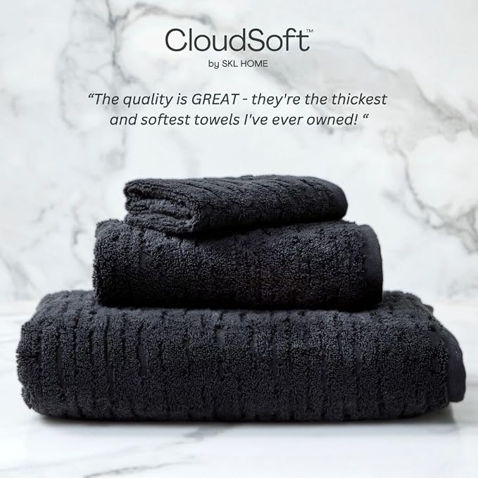 SKL Home CloudSoft Bath Towel Set, 100% Cotton Luxury, Slate | 2 Bath towels - Image 6