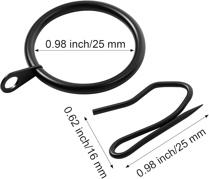 Hotop 60 Pcs 0.98 Inch Curtain Ring and 60 Pcs Pin Hook, 0.98/1.26/1.5/1.65 - Image 2