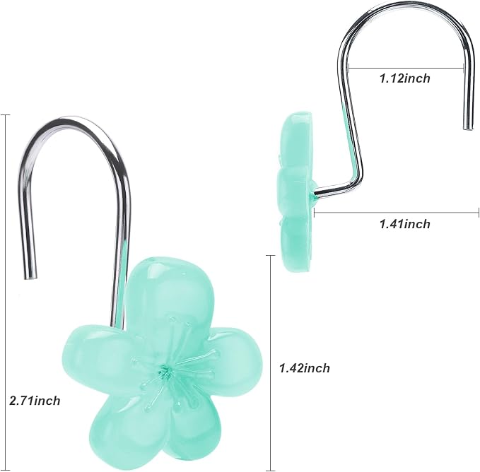 Cute Flower Shower Curtain Hooks, Glow in The Dark, Pretty Floral Themed - Image 5