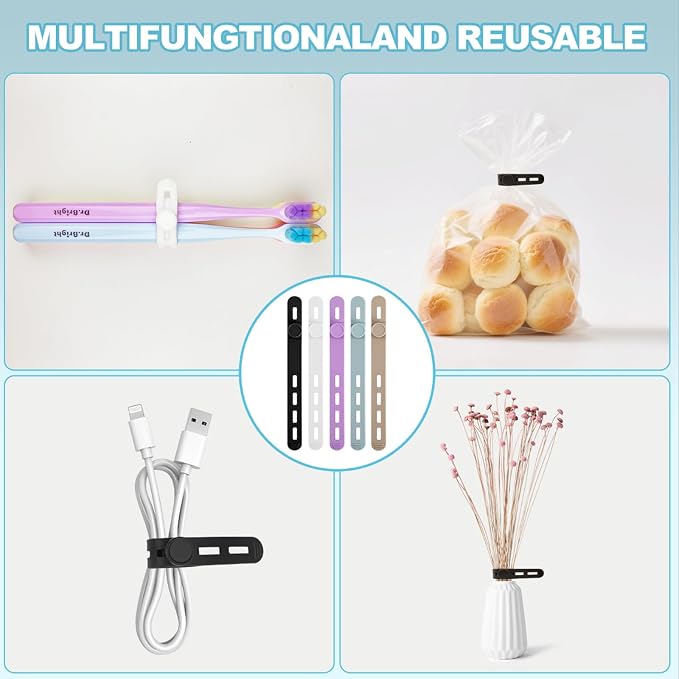 15 Pcs Cable Ties ，Silicone Cable Ties, Reusable Cord Organizer - Image 6