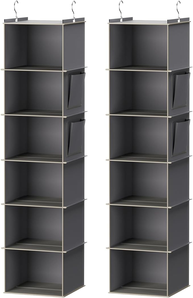 YOUDENOVA Hanging Closet Organizer and Storage, 2 Packs, 2 Side Pockets by YOUDENOVA