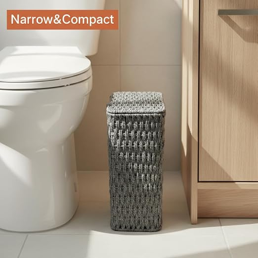 Coeusy 3 Gallon Paper Rope Bathroom Trash Can, Small Wicker Trash Cans - Image 4