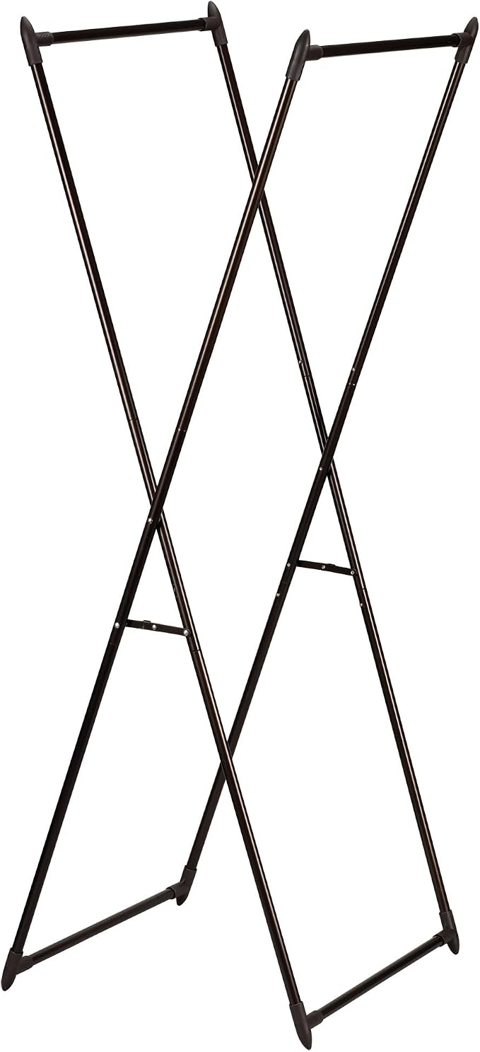 Household Essentials Valet Folding Clothes Rack, Strong Metal X-Frame, Chic by HouseholdEssentials